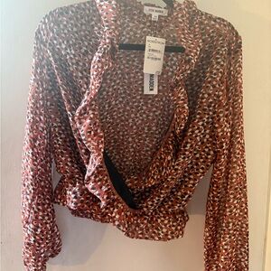 Steve Madden Red and Black Patterned Blouse